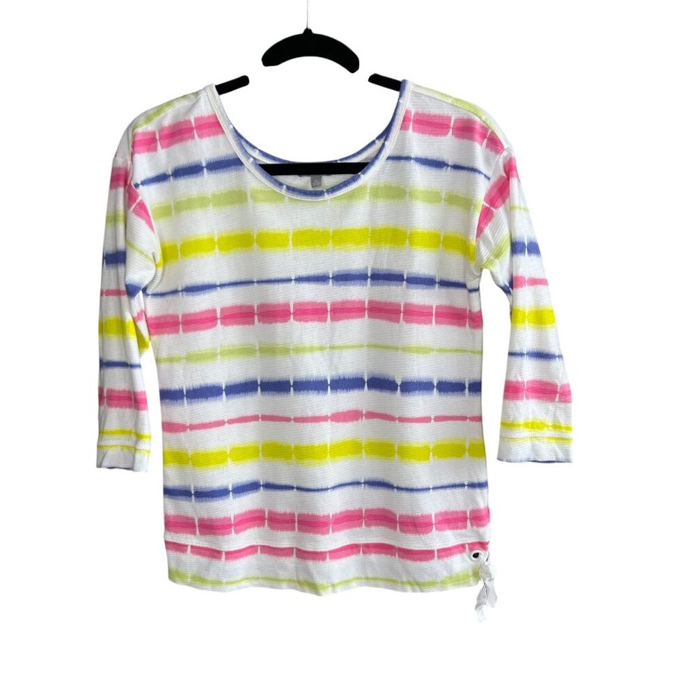 T By Talbots Colorful Variegated Stripe 3/4 Sleev… - image 2